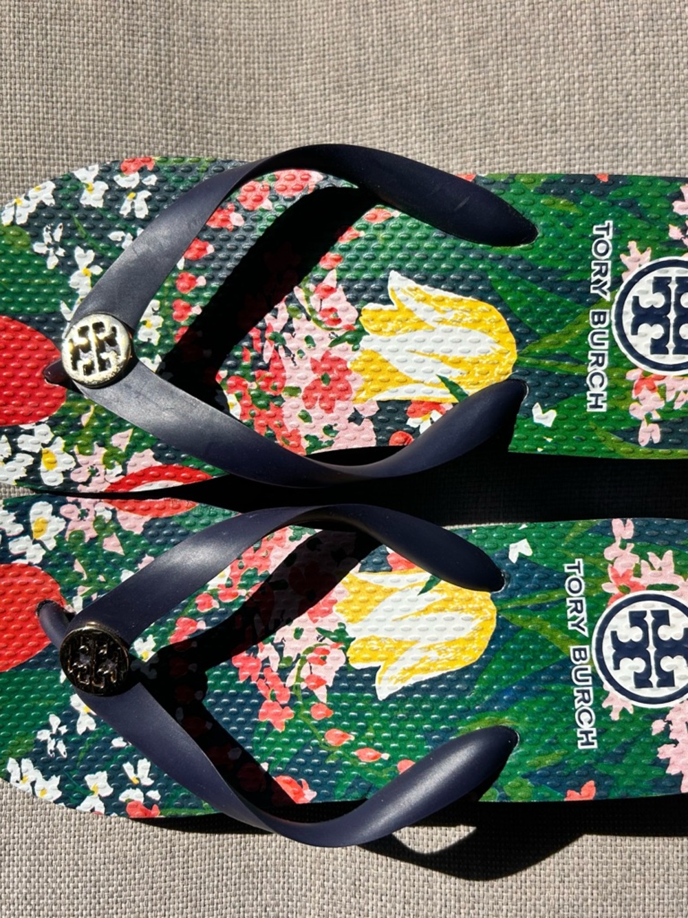 Tory Burch Floral Wedge Flip Flops